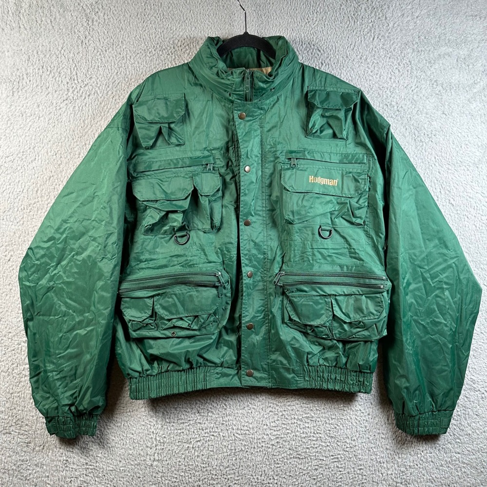 Vintage Hodgman Lakestream Cargo Utility Fishing Hunting Jacket Green Mens XL
